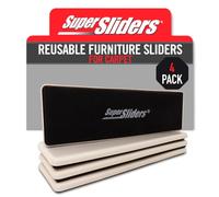 Super Sliders 2-1/2" x 9" Reusable Furniture Sliders to Move Heavy Items Quickly and Easily (Plastic Carpet Slider, 4 Pack)