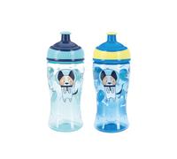 Nuby Super Slurp Water Bottle - No Spill Active Toddler Sippy Cup | 360ml / 12oz |Easy Grip | Dishwasher Safe | Suitable Beaker for 18 Months Plus (Astronauts, Pack of 2), 048526890477