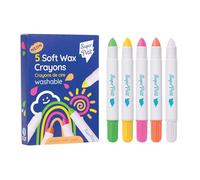 Super Small - 5 Super Soft Washable Neon Coloured Wax Crayons Multi-Surface - Glass, Mirrors, Bathtubs and Paper - Easy to Clean - Reusable - Suitable for Ages 3 and Above