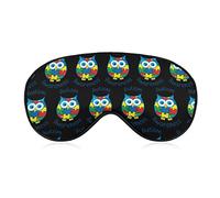 Super Smooth Soft Autism Awareness Owl Pattern Sleep Eye Mask for Night Sleeping Shift Work Blindfold Game, Sleeping Eye Mask for Men Women Kids, Relieve Eye Stress