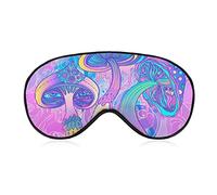 Super Smooth Soft Blue Red Gold Mushroom Eye Mask for Men Women and Kids, Blindfold Eyeshade with Elastic Band Sleeping Eye Mask Plane Eye Cover for Travel/Naps