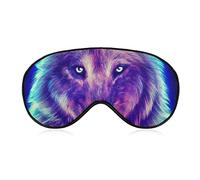Super Smooth Soft Blue Universe Galaxy Magical Wolf in The Space Art Eye Mask for Boys Girls, Eye Cover with Elastic Band Sleeping Eye Mask Plane Eye Cover for Travel Work Shift Sleep Naps