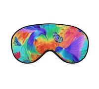 Super Smooth Soft Colorful Hummingbird Butterfly Flowers Art Eye Mask for Boys Girls, Eye Cover with Elastic Band Sleeping Eye Mask Plane Eye Cover for Travel Work Shift Sleep Naps