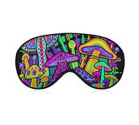 Super Smooth Soft Eye Mask 3D Eye Cover for Men Women and Kids, Silk Sleeping Mask Sleeping Eye Mask Eye Cover with Elastic Strap (Trippy Mushroom Magic World Glowing Psychedelic Art)