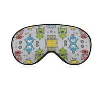 Super Smooth Soft Eye Mask Eye Cover for Boys Girls, Robots On Gray Art Sleeping Mask for Night Sleeping Trip Yoga, Machine Washable BlockLight
