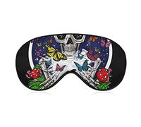 Super Smooth Soft Magical Mushrooms Skull Psychedelic Butterfly Art Eye Mask for Men Women and Kids, Blindfold Eyeshade with Elastic Band Sleeping Eye Mask Plane Eye Cover for Travel/Naps