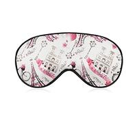 Super Smooth Soft Pink Paris Eiffel Tower and Balloon Pattern Sleep Eye Mask for Night Sleeping Shift Work Blindfold Game, Sleeping Eye Mask for Men Women Kids, Relieve Eye Stress