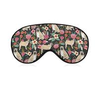 Super Smooth Soft Pug Dog Flower Art Sleep Eye Mask for Sleep Plane Work, Traveling Sleeping Eye Mask Cover for Kids Teens Girls Women, BlockLight