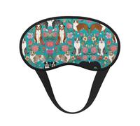 Super Smooth Soft Sleep Eye Mask for Travel/Naps/Yoga/Plane/Night - Australian Shepherd Dogs Flowers Art Blackout 3D Eye Cover for Side Sleepers