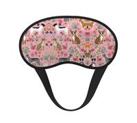 Super Smooth Soft Sleeping Eye Mask for Night Sleeping Plane Blindfold Game - Chihuahua Dog Cute Pink Floral Art Light Blocking 3D Eye Cover for Kids Girls Teens Women