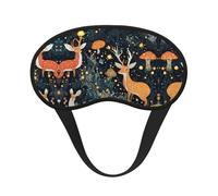 Super Smooth Soft Sleeping Eye Mask for Night Sleeping Plane Blindfold Game - Magic Mushrooms Wild Animals Deer Art Light Blocking 3D Eye Cover for Kids Girls Teens Women