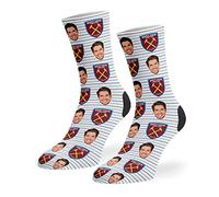 Super Socks Personalised West Ham Socks | Official West Ham Merchandise | Upload Your Photo | West Ham United | West Ham Gifts | West Ham Gifts for Men | West Ham Gifts for Boys (6-8)