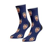 Super Socks Supreme Quality Personalised Face Socks | Customised With Your Face Perfect For Birthdays, Valentines, Anniversary | Perfect Gifts For Friends, Boyfriend, Mum, Dad. (Men UK 9-11, Navy)