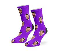 Super Socks Supreme Quality Personalised Face Socks | Customised With Your Face Perfect For Birthdays, Valentines, Anniversary | Perfect Gifts For Friends, Boyfriend, Mum, Dad. (Men UK 9-11, Grey)
