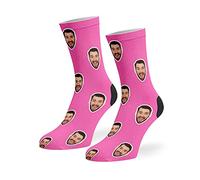 Super Socks Supreme Quality Personalised Face Socks | Customised With Your Face Perfect For Birthdays, Valentines, Anniversary | Perfect Gifts For Friends, Boyfriend, Mum, Dad. (Men UK 9-11, Pink)
