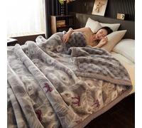 Super Soft 3.5 KG Blanket 2 Ply Heavy Thick & Warm Bed Blanket King Size Bow Flower Fleece Heavy Korean 80"X90" Reversible Raschel Bed Blankets,A,200x230cm/8Lb