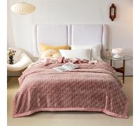 Super Soft 3.5 KG Blanket 2 Ply Heavy Thick & Warm Bed Blanket King Size Bow Flower Fleece Heavy Korean 80"X90" Reversible Raschel Bed Blankets,G,200x230cm/8Lb