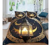 Super Soft 3D Print Microfiber Arabic lantern Quilt Cover Easy Care Bedding Set w/ Pillowcases Middle Eastern decorative Bed Quilt Cover All Season Breathable Washable for All Double（200x200cm）