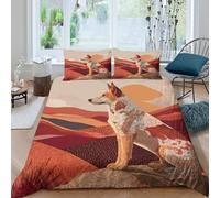 Super Soft 3D Print Microfiber Australian dog Duvet Cover Set All Season Bedding Set with Pillow Shams wildlife illust Bedding Quilt Cover Breathable Washable for Teens Adults Double（200x200cm）