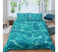 Super Soft 3D Print Microfiber Crystal Water Ripples Quilt Cover Set Easy Care Bedding Set w/ Pillowcase Oceanic Abstract Duvet Cover All Season Breathable Washable for Bedroom Decor King（220x240cm）
