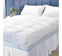 Super Soft Anti-Allergy Mattress Topper with Breathable Layer and Extra Comfort - Prolongs Mattress Life 3.94" (10 cm) (White 10 CM, King Size: 150cm x 200cm)