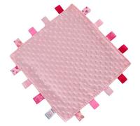 Super Soft Baby Pink Comforter Taggy Taggie Tag Blanket and Fleece Wrap for Newborn Boy or Girl