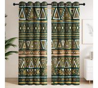 Super Soft Blackout Curtains Tribal Geometric for Bedroom Privacy, 46x54 Inch 2 Panel Pair, Triangle dashes totem Eyelet Thermal Insulated Curtains