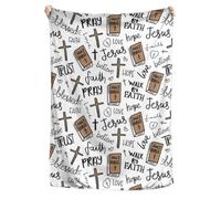 Super Soft Christian Bible Jesus Throw Blanket, Christ Religious Flannel Prayer Blanket with Hope and Love, Lightweight Comfortable for Bedroom Living Room, Religious Christian Gifts (40 * 30inch)
