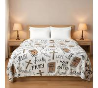 Super Soft Christian Bible Jesus Throw Blanket, Inspirational Scripture Prayer Blanket, Cozy Warm Flannel Fleece, Lightweight All-Season Christian Gift for Home, Meditation (60 * 50inch)