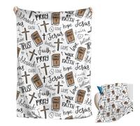 Super Soft Christian Bible Jesus Throw Blanket, Jesus Bible Verse Warm Blanket, Faith Prayer Blanket, Cozy Plush Flannel Fleece Spiritual Throw for Sofa Couch Bed Decor (80×60in)