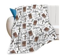 Super Soft Christian Jesus Throw Blanket - Lightweight Flannel Bible Scripture Blanket Warm Religious Home Decoration | For Prayer, Travel, Dorm, Living Room, Easter Gift