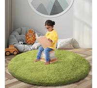 Super Soft Circle Rugs for Girls Princess Castle Toddlers Play Tent 5 Diameter Circular Area Rugs for Kids Bedroom Baby Room Decor Round Shag Playhouse Carpets(Φ5, Grass Green)