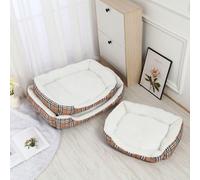 Super Soft Cosy Dog Beds Grey Pet Bed, Premium Dog Puppy Cat Kitten Cushion Basket Mat Rectangle Puppy Bed for Medium Large X-Large Dogs (Check, XL)