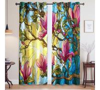 Super Soft Curtain Polyester Fantasy Flowers Sunshine Blackout Thermal Insulated Curtains for Bedroom and Living Room, Color, W 90" x L 72", 2 Panels