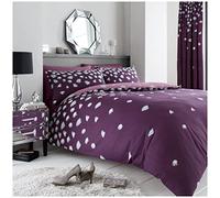 Super Soft Diamond Bedding Set King Size 3 Piece, Polycotton Fabric Reversible Duvet Covet With Pillowcases, Purple