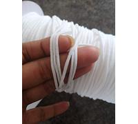 Super soft Elastane Round Mask Elastic 10 Metres Coloured Black White Red Pink Blue Grey Beige 3mm Sewing Elastic Round Elastane (White)