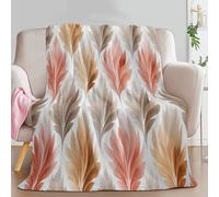 Super Soft Elegant Charming Leaves Printed Throw Blanket, Small Single Size Fleece Flannel Light Brown Throw Blanket - Cosy Bedding Blankets for Bedroom Bed Couch 51 × 59 inch