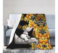 Super Soft Flannel Blanket Mother And Baby Elephant Sunflowers, Warm And Not Pilling, Super Light