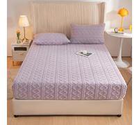Super Soft Flannel Fitted Sheet 90x200cm, Plush Fleece Mattress Protector for Box Spring and Topper, Warm Cozy Bedding, Ideal for Winter, Purple Color, Fits Mattresses up to 25cm