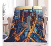 Super Soft Fluffy Fleece Throw Blanket Aerial View Of Downtown Los Angeles Blue, Fleece Blanket for Bed Couch and Sofa Soft Fluffy Print Blanket for Outdoor Travel, Bedroom, Super King