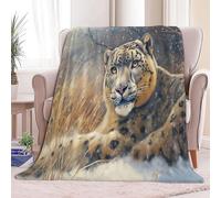 Super Soft Fluffy Fleece Throw Blanket Animal Snow Leopard Grassland Cream Non-Shedding Cozy Blanket for Couch Sofa or Bed - Ideal for Adults & Kids Room Décor Gift, King size