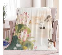Super Soft Fluffy Fleece Throw Blanket Beautiful Chinese Landscape Paintings White, Fleece Blanket for Bed Couch and Sofa Soft Fluffy Print Blanket for Outdoor Travel, Bedroom, King size