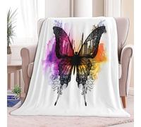 Super Soft Fluffy Fleece Throw Blanket Butterfly Silhouette Simple Light Color, Fleece Blanket for Bed Couch and Sofa Soft Fluffy Print Blanket for Outdoor Travel, Bedroom, Throw