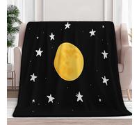 Super Soft Fluffy Fleece Throw Blanket Children'S Picture Book Stars And Moon Black, Fleece Blanket for Bed Couch and Sofa Soft Fluffy Print Blanket for Outdoor Travel, Bedroom, 220 x 240 cm