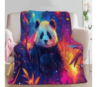 Super Soft Fluffy Fleece Throw Blanket Fantasy Animal Panda Illustration Color, Fleece Blanket for Bed Couch and Sofa Soft Fluffy Print Blanket for Outdoor Travel, Bedroom, Throw