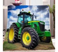 Super Soft Fluffy Fleece Throw Blanket Farm Green Tractor Green Non-Shedding, Cozy Blanket for Couch, Sofa or Bed - Ideal for Adults & Kids Room Décor Gift 130x150 cm