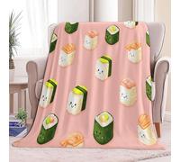 Super Soft Fluffy Fleece Throw Blanket Food Sushi Cute Pink, Fleece Blanket for Bed Couch and Sofa Soft Fluffy Print Blanket for Outdoor Travel, Bedroom, King size
