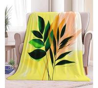 Super Soft Fluffy Fleece Throw Blanket Minimalist Leaves Yellow, Fleece Blanket for Bed Couch and Sofa Soft Fluffy Print Blanket for Outdoor Travel, Bedroom, Double