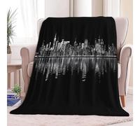 Super Soft Fluffy Fleece Throw Blanket New York City Night View From The Lake Black, Fleece Blanket for Bed Couch and Sofa Soft Fluffy Print Blanket for Outdoor Travel, Bedroom, Queen