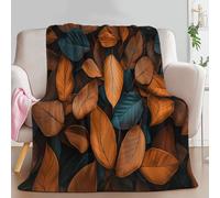 Super Soft Fluffy Fleece Throw Blanket Photography Plant Leaves Simple, Non-Shedding Cozy Blanket for Couch, Sofa or Bed - Ideal for Adults & Kids Room Décor Gift, Throw size, Orange-Red